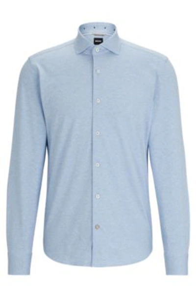 Hugo Boss Men's Casual-fit Shirt In Stretch Cotton In Light Blue