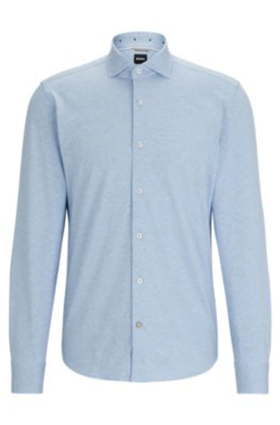 Hugo Boss Regular-fit Shirt In Stretch-cotton Twill In Light Blue