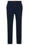 Hugo Tapered-fit Regular-rise Chinos In Cotton Gabardine In Dark Blue