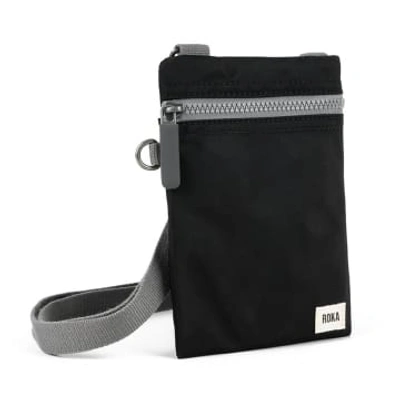 Roka Cross Body Shoulder Swing Pocket Bag Chelsea In Recycled Sustainable Nylon Black