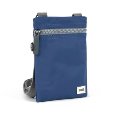 Roka Cross Body Shoulder Swing Pocket Bag Chelsea In Recycled Sustainable Nylon Burnt Blue