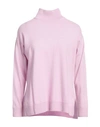 Rossopuro Woman Turtleneck Lilac Size Xl Wool, Cashmere In Pink