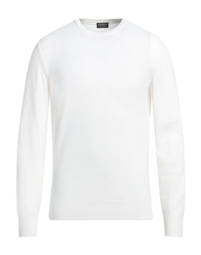 Zegna Man Sweater Ivory Size 44 Cashmere In White