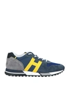Hogan Man Sneakers Navy Size 9 Leather, Textile Fibers In Navy Blue