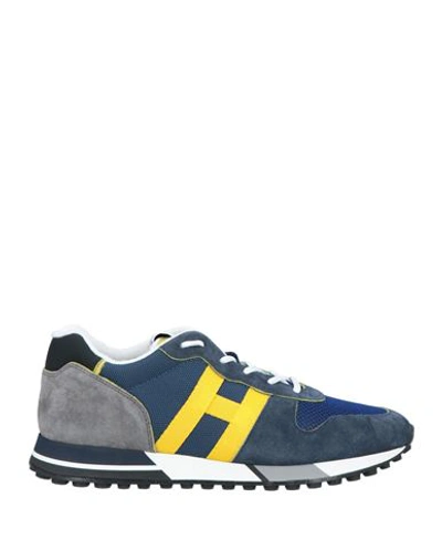 Hogan Man Sneakers Navy Size 9 Leather, Textile Fibers In Navy Blue