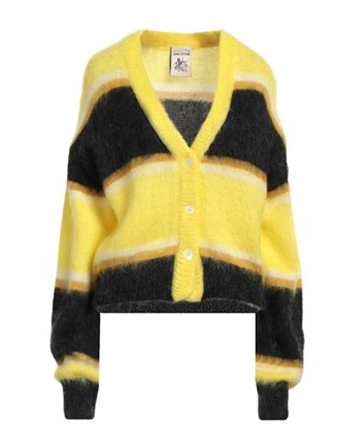 Semicouture Woman Cardigan Yellow Size Xl Acrylic, Polyamide, Mohair Wool, Wool, Virgin Wool
