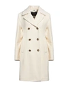 Sealup Woman Coat Cream Size 10 Virgin Wool, Polyester In White