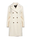 SEALUP SEALUP WOMAN COAT CREAM SIZE 10 VIRGIN WOOL, POLYESTER