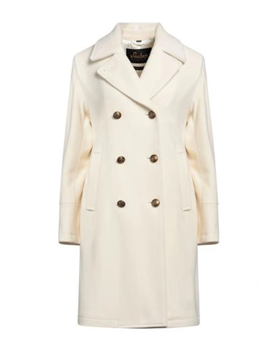 Sealup Woman Coat Cream Size 8 Virgin Wool, Polyester In White