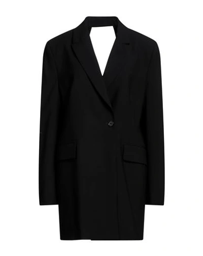 Msgm Woman Short Dress Black Size 10 Virgin Wool, Elastane