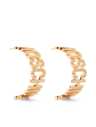 Moschino Rhinestone-embellished Half-hoop Earrings In Gold