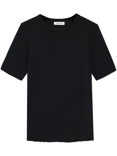 Anine Bing Caitlyn Crepe-textured T-shirt In Black