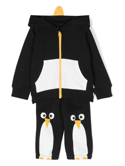 Stella Mccartney Babies' Penguin 棉运动套装 In Black