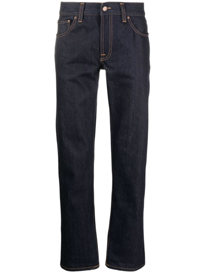 Nudie Jeans Gritty Jackson Black Straight-leg Jeans In Blue