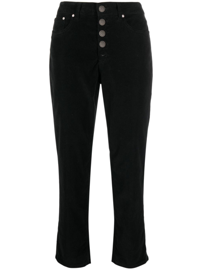 Dondup Koons Button-fly Cropped Trousers In Black