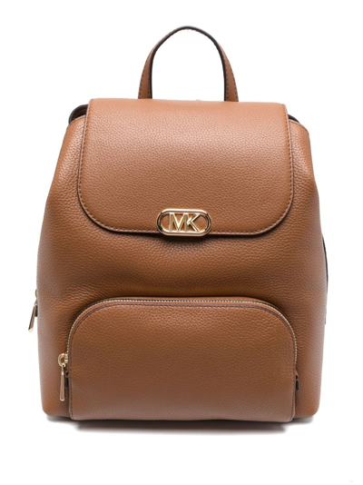 Michael Michael Kors Logo-plaque Leather Backpack In Brown
