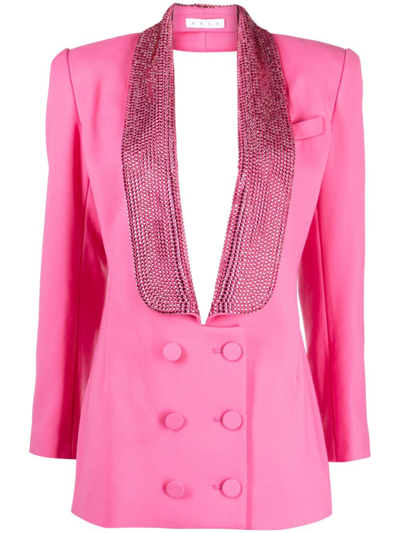 Area Embellished Wool Tuxedo Mini Dress In Pink