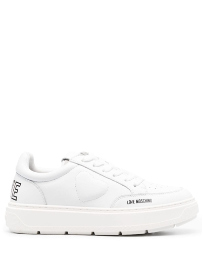 Love Moschino Low-top Leather Sneakers In White