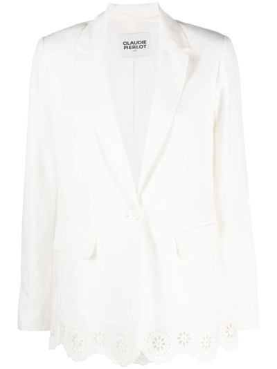 Claudie Pierlot Anglaise-broderie Single-breasted Blazer In White