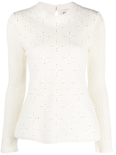 Claudie Pierlot Long-sleeve Crochet-knit Jumper In White