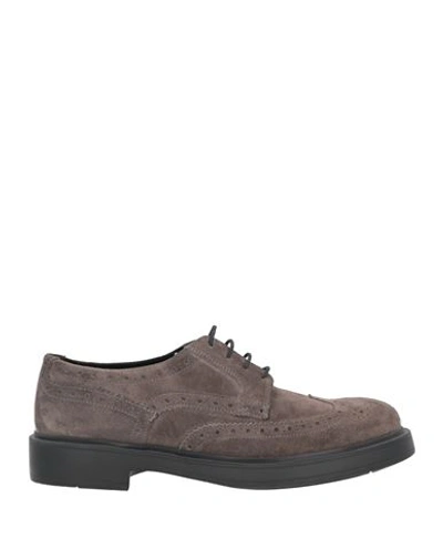 Baldinini Man Lace-up Shoes Dove Grey Size 13 Soft Leather