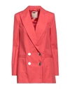 Elisabetta Franchi Woman Suit Jacket Coral Size 8 Cotton In Red