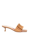 Roger Vivier Woman Sandals Camel Size 11 Soft Leather In Beige