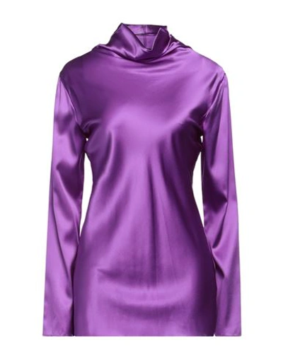 Jucca Woman Shirt Purple Size 6 Silk, Elastane