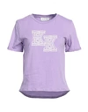 Kendall + Kylie Woman T-shirt Light Purple Size S Cotton, Elastane