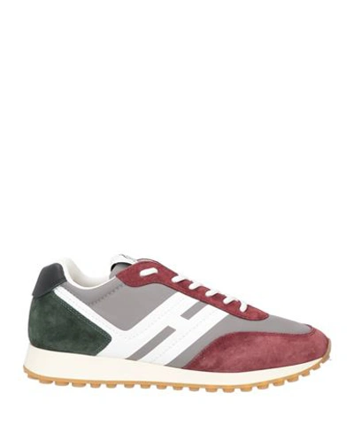 Hogan Man Sneakers Grey Size 8 Soft Leather, Textile Fibers In Grey