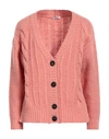 Peserico Woman Cardigan Salmon Pink Size 8 Alpaca Wool, Polyamide, Virgin Wool