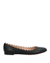 Chloé Lauren Scalloped Patent-leather Ballet Flats In Black