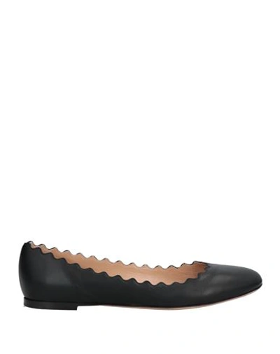CHLOÉ CHLOÉ WOMAN BALLET FLATS BLACK SIZE 4 SOFT LEATHER