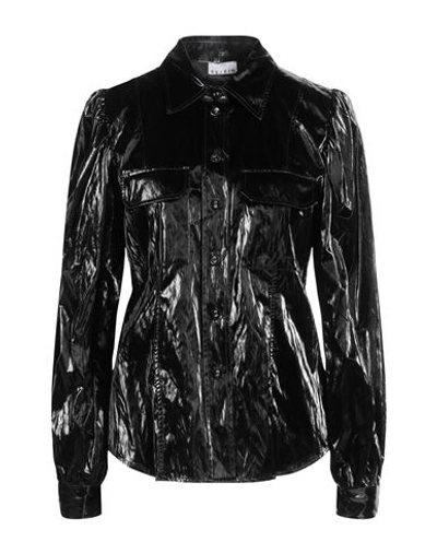 Sfizio Woman Shirt Black Size 4 Viscose, Polyester, Cotton, Metallic Fiber, Polyurethane