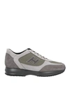 Hogan Man Sneakers Grey Size 10 Soft Leather, Textile Fibers