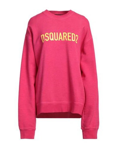 Dsquared2 Woman Sweatshirt Fuchsia Size Xl Cotton In Pink