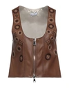 Sfizio Woman Top Brown Size 8 Polyurethane, Polyester