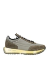 Rubber Soul Man Sneakers Military Green Size 8 Soft Leather, Textile Fibers
