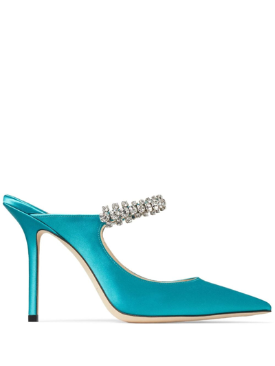 Jimmy Choo Bing 100 Embellished Pointed In Blue