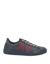 Armani Exchange Man Sneakers Navy Blue Size 6.5 Bovine Leather, Polyurethane, Polyester, Polyamide