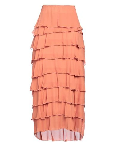 Soallure Woman Long Skirt Orange Size 4 Polyester