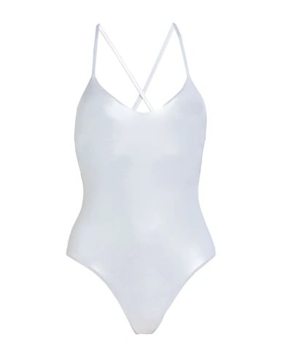 Sundek Woman One-piece Swimsuit Silver Size 4 Polyester, Elastane