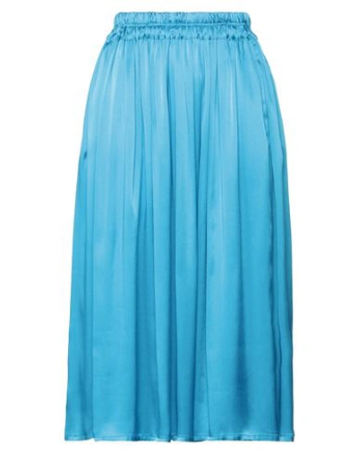 Suoli Woman Midi Skirt Azure Size 6 Acetate, Silk In Blue