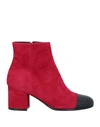 Via Roma 15 Woman Ankle Boots Red Size 8 Soft Leather In Red
