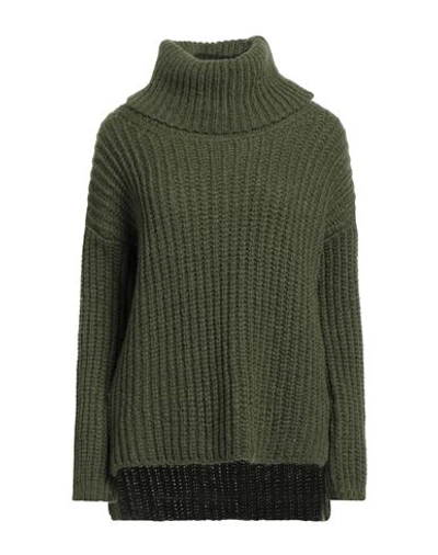 Aragona Woman Turtleneck Military Green Size 10 Baby Alpaca Wool, Merino Wool, Polyamide