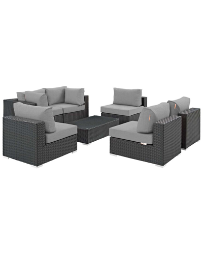 Modway Sojourn 7-piece Outdoor Patio Sunbrella Sectional Set In Beige