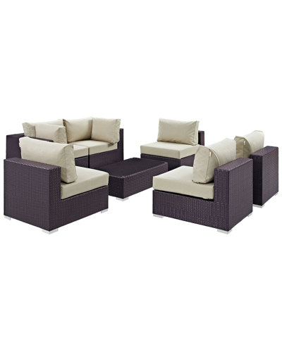 Modway Convene 7-piece Outdoor Patio Sectional Set In Brown