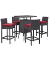 Modway Convene 5-piece Outdoor Patio Pub Set In Brown