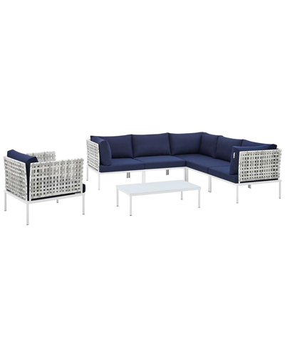 Modway Harmony 7-piece Sunbrella Basket Weave Outdoor Patio Sectional Sofa Set In Taupe