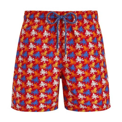 Vilebrequin Swim Trunks Micro Poulpes In Mohnrot